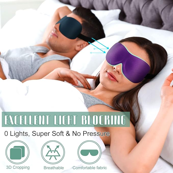 8 Pcs Sleep Eye Mask 3D Contoured Eye Mask Blackout Eye Covers for Sleeping with Adjustable Strap Block Out Light Night Blindfolds Soft Comfy Eye Shade for Women Men(Medium,Fresh Colors)