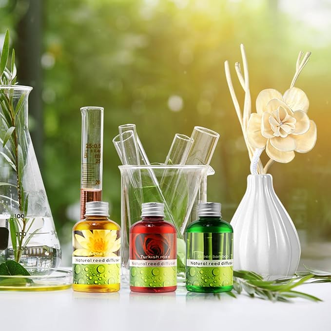 Reed Diffuser Set, Home Fragrance & Decorative Diffuser, Dried Flower Aromatherapy Oil Set, Oil Diffuser Sticks, Ceramic Bottle 5.07 oz(150ml) /1 Pack (TurkishRose)