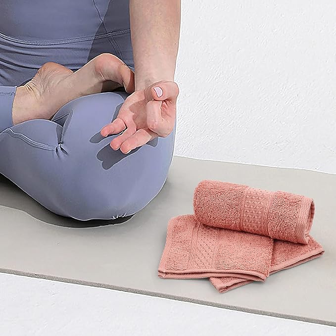 Cleanbear Ultra Soft Washcloths 6 Pack Cotton Face Cloths Wash Cloths Set - Large Bathroom WashCloth 13 x 13 Inches (Coral)