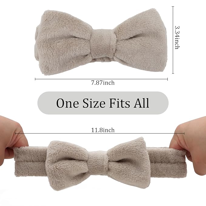 8 Pack Beige SKincare Headband for Washing Face,Spa Headbands for Women Girls Cute Bow Headbands for Makeup Face Wash Hair bands Slumber Party Supplies