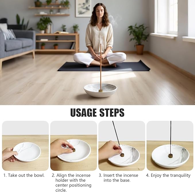 Incense Holder for Sticks Round Insence Bowl Minimalist Plate 6.2 ” Width