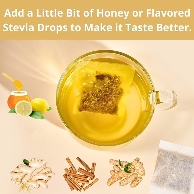 50 Premium Turmeric Ginger Cinnamon Tea Bags| Vitalforest Natural Ginger Tea Bags| Pure Turmeric Tea| Herbal Cinnamon Tea| Supports Digestion, Caffeine Free