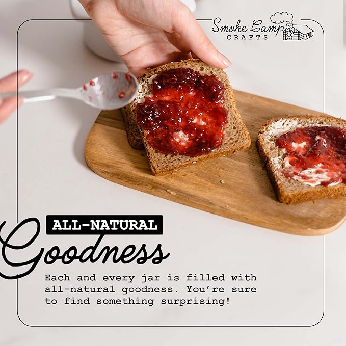 Gourmet Jellies, Marmalade & Jam Gift Set, Assorted Low Sugar Jam & Jellies, Jam & Jelly Gift Sets, Jams, Jellies & Preserves, 142 g x 6 Mini Jam Jars - Smoke Camp Crafts