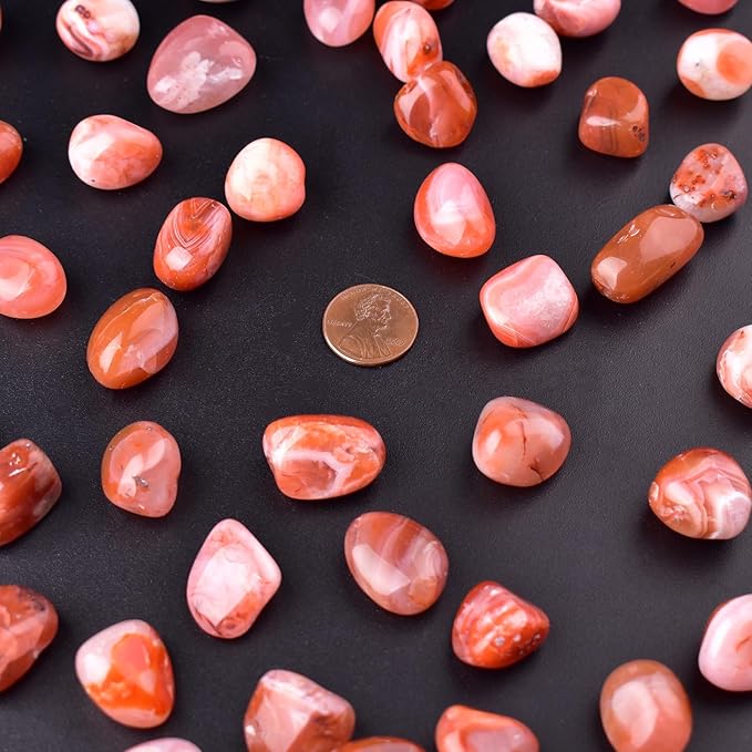 Carnelian Healing Crystal Stone Set - 24 Pieces, 0.6" Natural & Polished Stones for Healing, Meditation, Reiki, Chakra, Crafting & Decoration