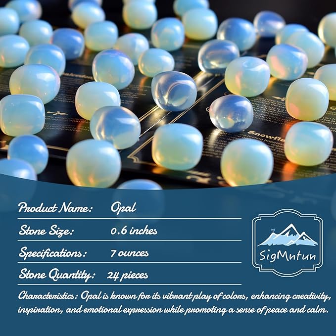 Opal Healing Crystal Stone Set - 24 Pieces, 0.6" Polished Stones for Healing, Meditation, Reiki, Chakra, Crafting & Decoration
