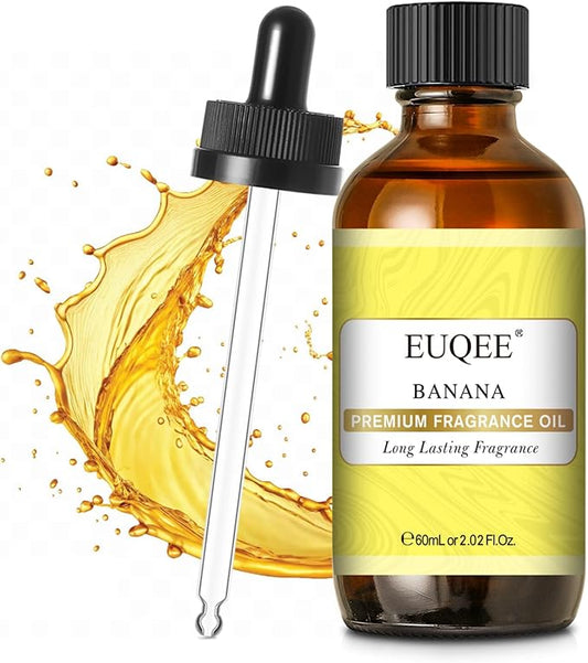 EUQEE 2.02 Fl oz Banana Fragrance Oil, Premium Fragrance Essential Oil with Glass Dropper for Diffuser, Soap Candle Making - 60ml