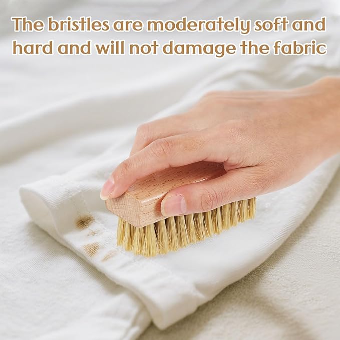 3 Pcs Wood Laundry Stain Brush Stain Remover Brushes with Boar Bristle Small Stain Brush for Clothes for Scrubbing Stains from Furniture Fabric Leather(3 Pcs E)