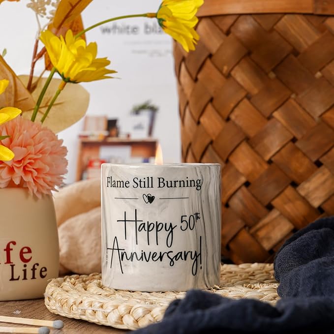 50th Anniversary Candle - 50th Wedding Anniversary Present for Couple & Parents, 50 Year Aniversario Gifts for Men, Women, Wife,Husband - 6 Oz Lavender Candle