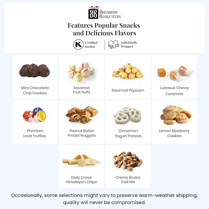 Broadway Basketeers Gourmet Chocolate Food Gift Basket Snack Gifts for Women, Men, Families, College, Delivery for Birthday, Appreciation, Thank You, Sympathy, Congratulations