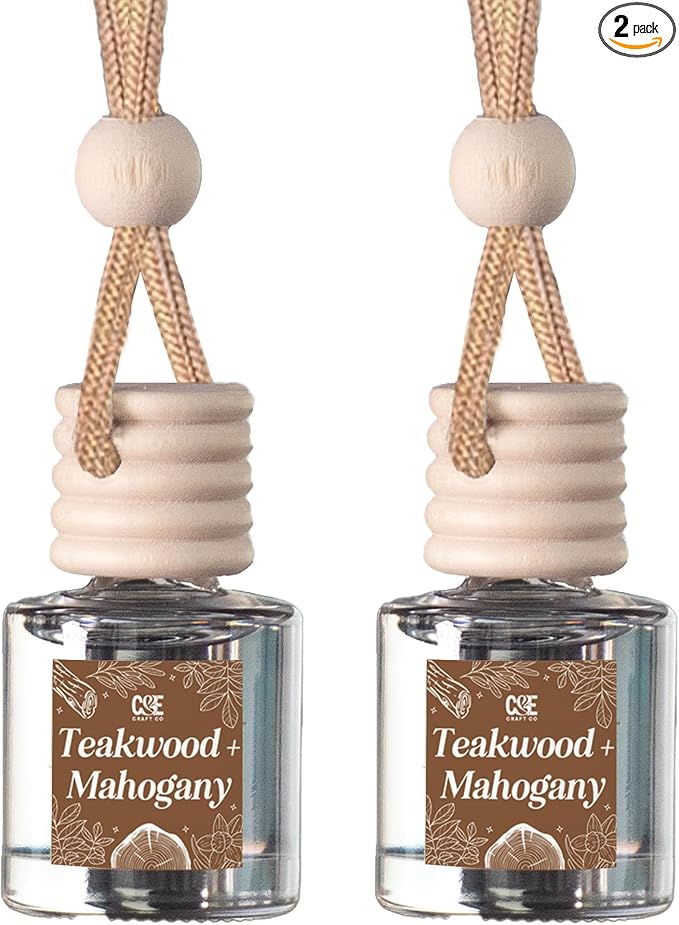 CANDECraftCo Car Air Hanging Fragrance Oil, Car Auto Freshener for Essential Oils, Scents Fragrance Aromatherapy Automobile Diffuser, Long Lasting (Teakwood + Mahogany)