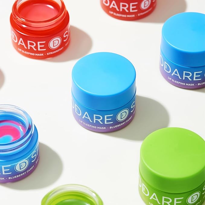 Blueberry Lip Mask Overnight, Vegan Skincre, Dual-Color Lip Balm for Reduce Fine Lines, Nourish and Hydrating Dry Cracked Skin with Vitamin C and Shea Butter-0.42 Fl Oz