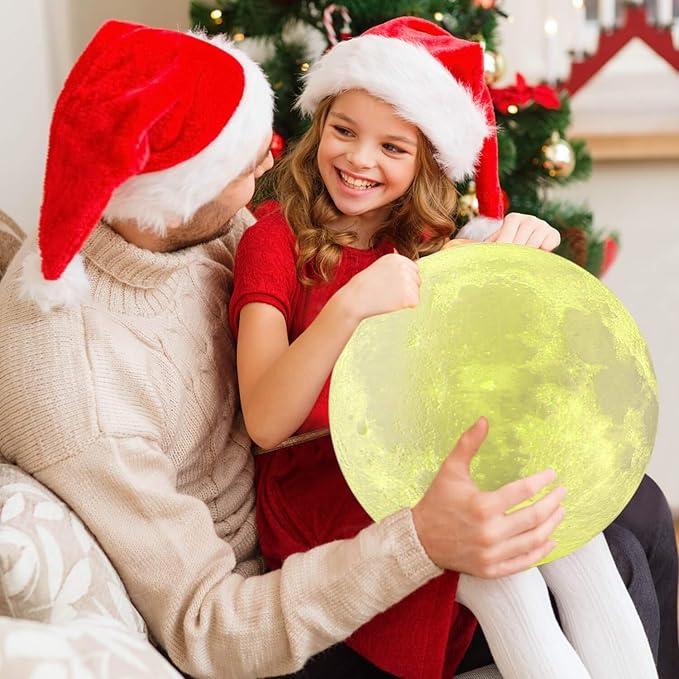 LOGROTATE Moon Lamp, Moon Light Lamps with Time Setting and Stand 3D Printing LED 16 Colors, Hung Up Decorative Night Lights for Baby Kids Friends Lover Birthday Gifts(Diameter 9.6 inch)