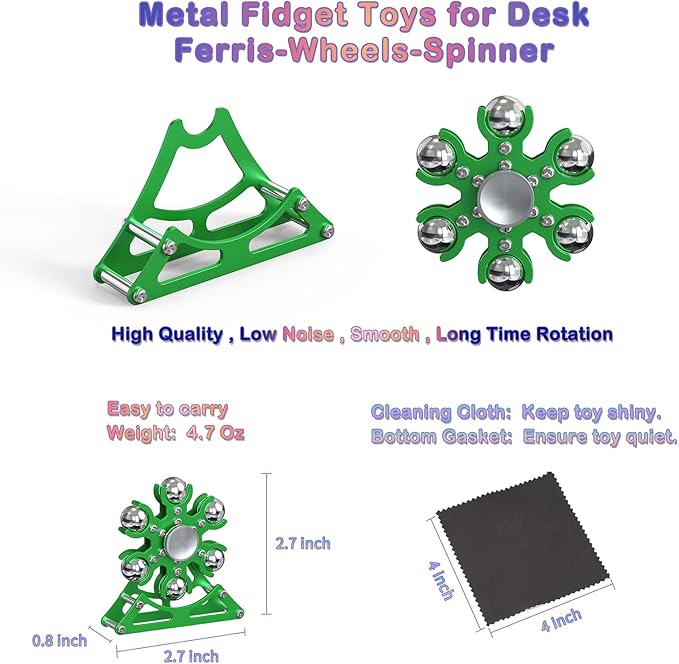 Desk-Fidget-Toys for Ferris-Wheels-Spinner: 4mins Kinetic-Metal-Spinner, Cool-Gadgets-Stuff for Kid Children Teen Adult EDC-Toy, ADHD Tools Stress Relief for Office Home School Men Woman Christmas