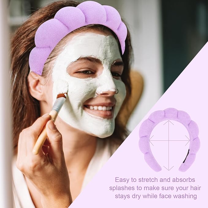 3 Pack Spa Headbands for Washing Face, Skincare, and Makeup, Terry Cloth Headbands Sponge Face Wash Headbands, One Size Fits Most, Unisex, 3 Count (Pack of 1)