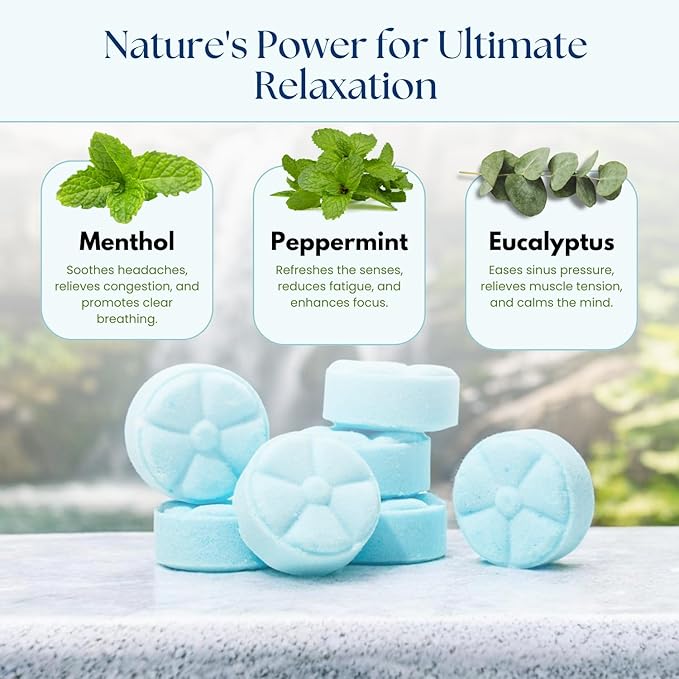 TLG Soothe Shower Steamers Aromatherapy 7 Pack – USA Made with Extra Menthol, Peppermint & Eucalyptus – Shower Bomb for Relaxation, Stress & Sinus Relief – Gift for Men & Women