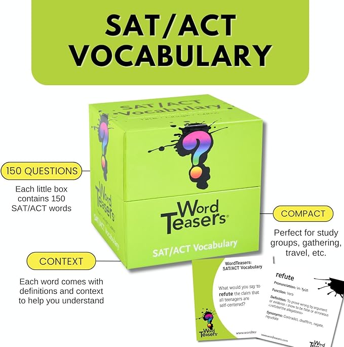 ? WORD TEASERS SAT Vocabulary - Vocabulary Builder for Kids, Teens & Adults - Fun Family Conversation Starter & Vocabulary Game - SAT Word Game - 150 SAT Vocabulary Flash Cards