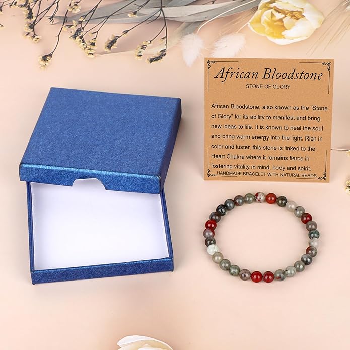 LPBeads Handmade Natural Gemstone Stretch Elastic Bracelet Healing Crystal Round Stone Beads Jewelry Gifts for Women Men