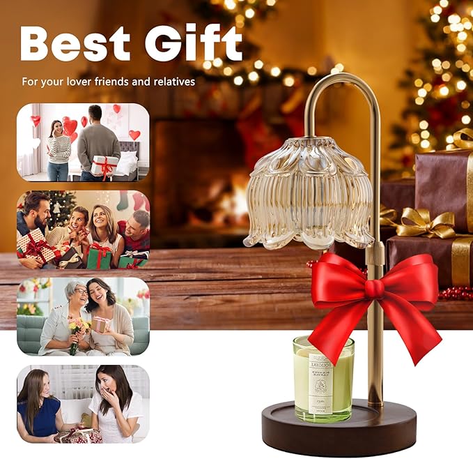 GEEZO Fragrance Candle Warmer Lamp，Electric Candle Warmer with Timer & Dimmer，Mom Christmas Birthday Gifts for Women, House Warming Gifts New Home Bedroom Decor