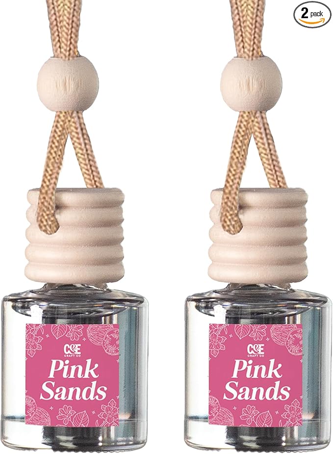 CANDECraftCo Car Air Hanging Fragrance Oil, Car Auto Freshener for Essential Oils, Scents Fragrance Aromatherapy Automobile Diffuser, Long Lasting (Pink Sands)