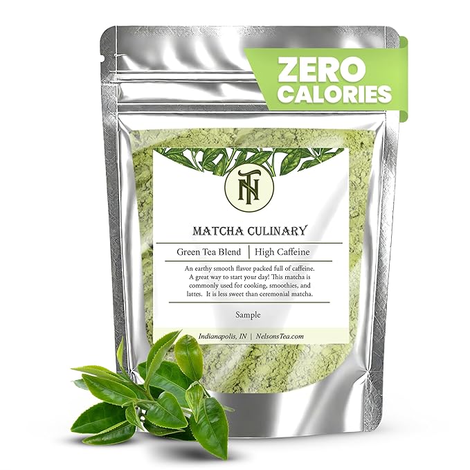 Nelson's Tea Organic Matcha Powder – Premium Culinary Grade Green Tea for Lattes, Smoothies & Cooking – Versatile, Antioxidant-Rich Powder Ideal for Healthy Recipes, Baking & Beverages – (Sample 1 Oz)