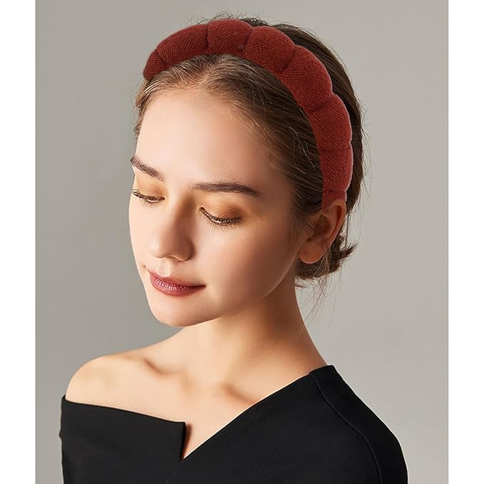 AMCAMI 2 PCS Puffy Spa Headband for Women Sponge Headbands for Girls Terry Towel Cloth Fabric Head Band for Face Washing, Skincare, Makeup Removal, Facial Mask, Shower, Hair Accessories