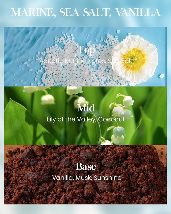 M&SENSE Sea Salt Vanilla Scented Candles Large Beach Candle, Natural Soy Summer Candles 21.2oz 120 Hour Slow Burning,Aromatherapy Candle for Stress Relief Meditation Relaxing