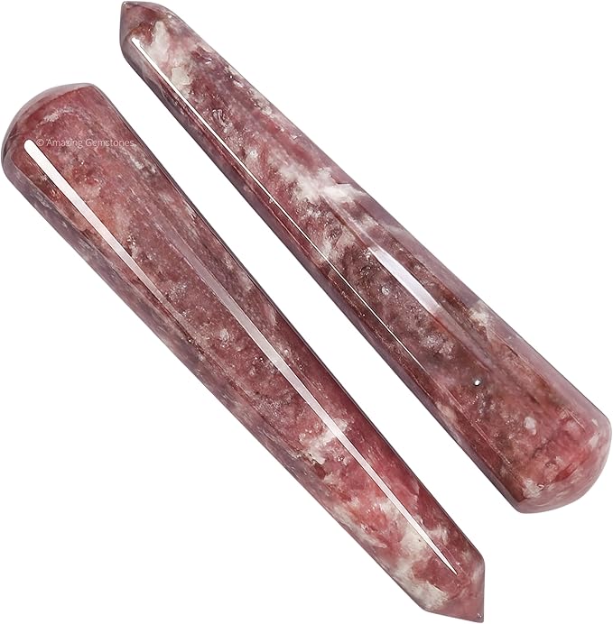 Amazing Gemstone Lepidolite Crystal Wand Massage Stick - Pelvic Wand Gua Sha for Adults - Crystals and Healing Stones Massage Wands for Adults Gifts (Pointed)