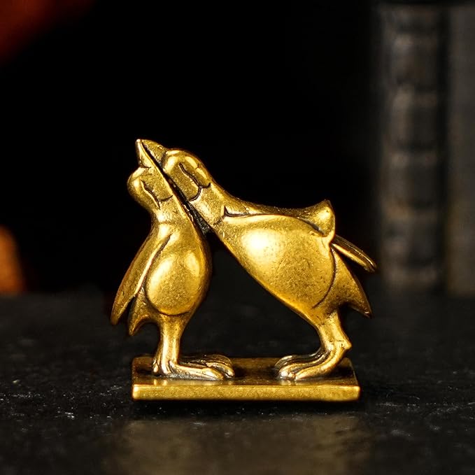 CHOVY Kiss of Balance Brass Sculpture - 100% Solid Brass Twin Birds Yin Yang Statue, Parallel Beaks Harmony Art for Couples, Meditation & Zen Decor, Unique Gift for Soulmates & Spiritual Seekers