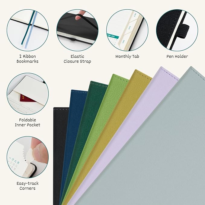 BEZEND 2026 Planner Weekly and Monthly (6" x 8.5"), 2-Column Calendar Book (Jul 25-Dec 26), Dual Schedule for Daily Appointment, Inner Pocket & Tabs, PU Leather Hardcover - Black