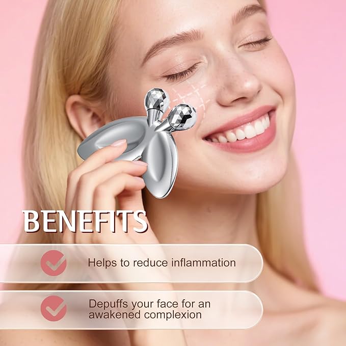 Gua Sha Facial Tools and Face Roller Set, Stainless Steel Facial Sculpting Eyes Roller Guasha for Face, Chin & Jawline Sculpting,Skin Care (Stainless Steel)