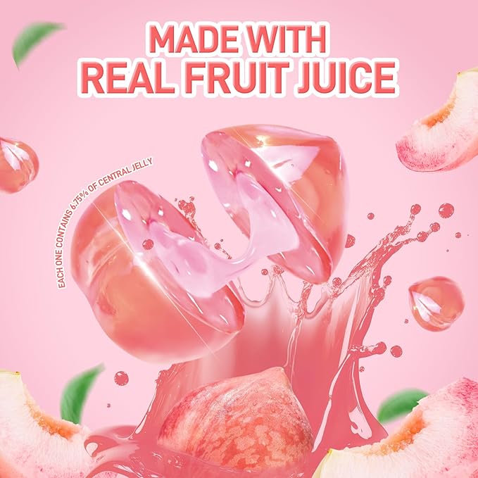 AMOS 4D Gummy Peach Burst Candy – Juice-Filled Peach-Shaped Fruit Gummies, Gluten-Free, Naturally Flavored, 8.47oz (240g) Bag – Fun 3D Candy for Kids & Adults