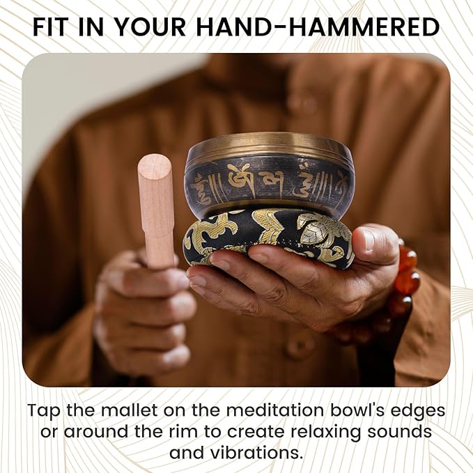 DomeStar Tibetan Singing Bowl Set, Authentic Handmade Meditation Bowl Stress Relief Yoga Set with Striker & Cushion for Sound Therapy, Chakra Healing, Spiritual Gatherings