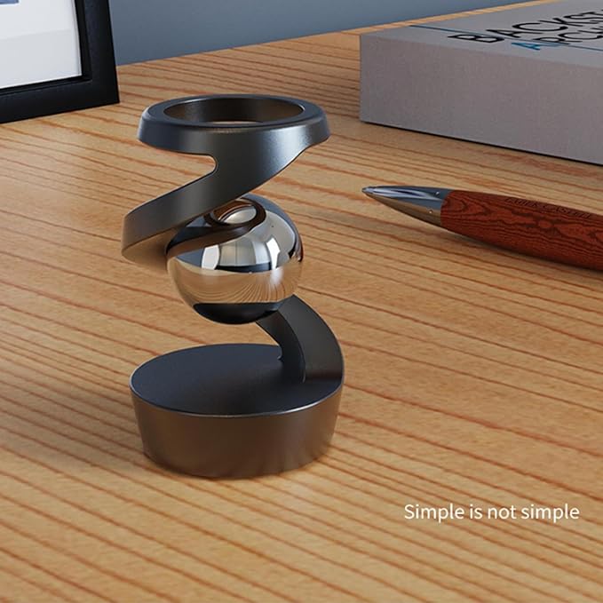 Kinetic Desk Toys, Kinetic Spinning Desk Toy, Desk Fidgets for Office for Adults, Fidget Toys for Kids Teens with Autism ADHD (Gray Silver)