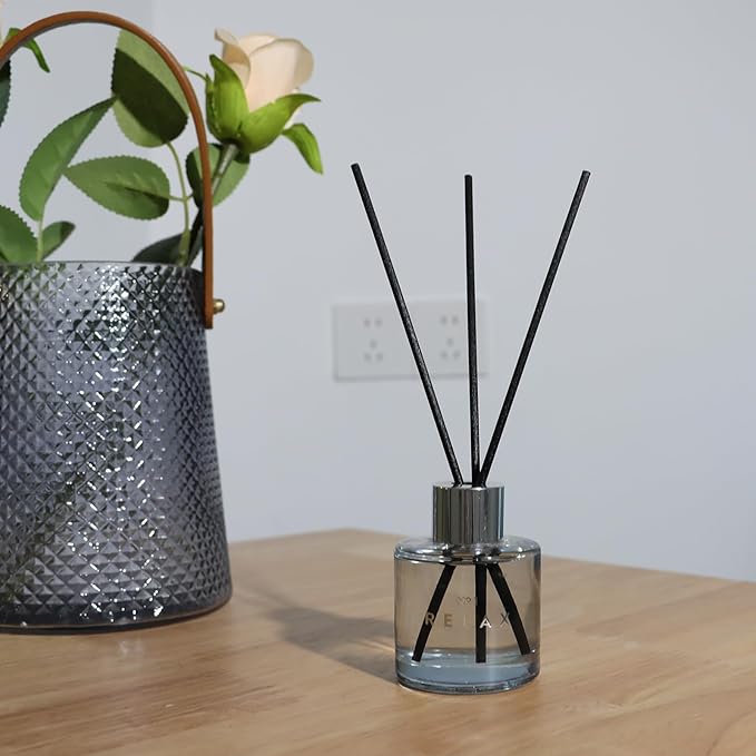 3 Pack Fragrance Reed Diffuser, 50ML Lavender Jasmine Gardenia Aromatherapy Diffuser Set with 12 Black Fiber Sticks,Air Freshener for Bedroom Bathroom Office, 8.2X 6.6X 2.1 inch