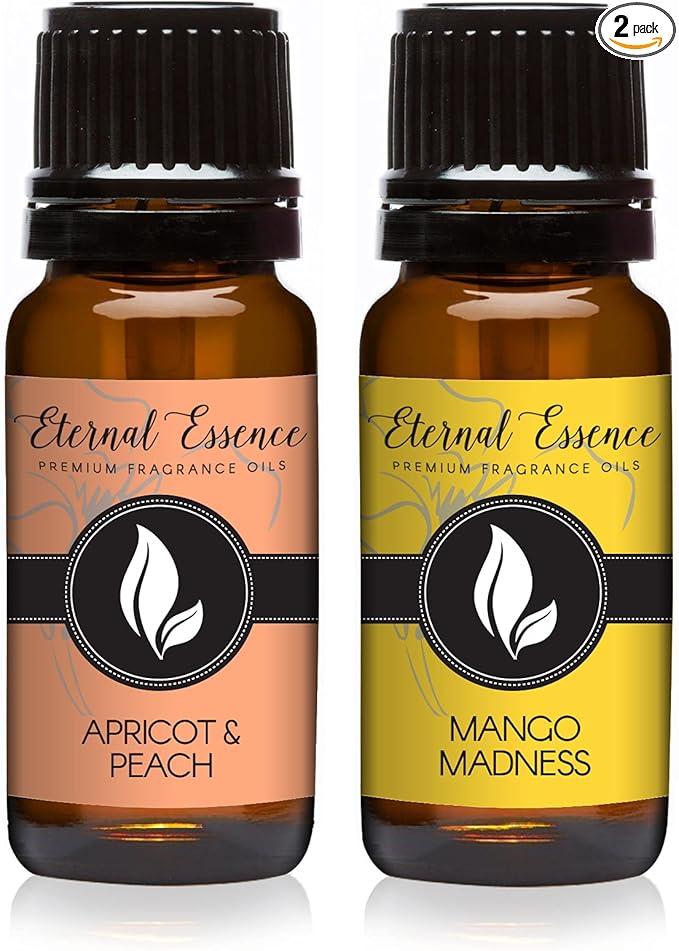 Eternal Essence Oils 2 Pack 10ml Premium Fragrance Oil - Apricot & Peach & Mango - for Candle, Soap Making, Aromatherapy, Diffusers, Home Care, & Humidifiers