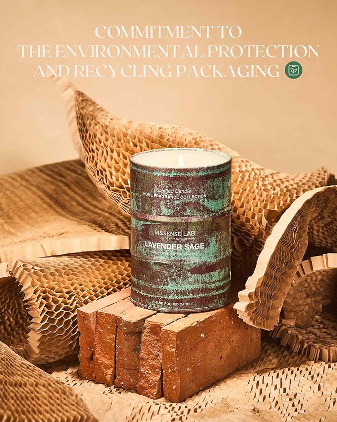 M&SENSE Lavender Sage Scented Candles Natural Non Toxic, Aromatherapy Candle for Stress Relief Meditation Relaxing, Housewarming Gifts for Women Men, 11.3oz 70 Hour Long Burning