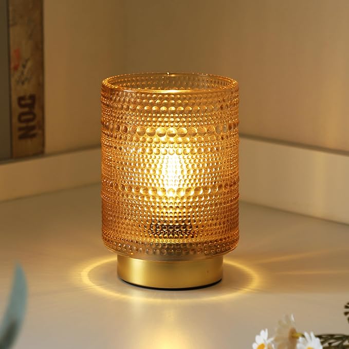 Battery Operated Decorative Lamp with Timer for Bookshelf/Bedside/Coffee Table Decor,Small Cordless Table Lamps with LED Warm Bulb for Dorm/Office/Patio/Entryway/Mantle/Home Decor(Golden)