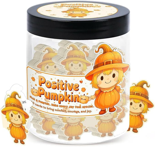 Positive Pumpkin Jar with 60 Daily Affirmation Cards, Emotional Support Pumpkin, Thanksgiving Decorations, Pumpkin Decorations, Pumpkin Gift, Thanksgiving Gifts, Fall Gifts For Women