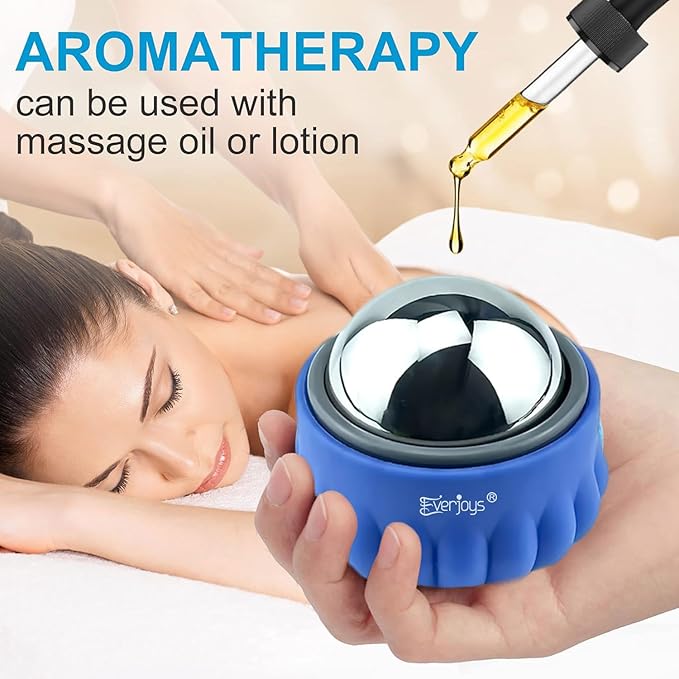 Everjoys Massage Ice Roller Ball, Cold & Heat Therapy Relief Massager, Deep Tissue Massage Pain Relief, Massager Tool for Back/Neck/Body/Face/Foot Pain, Muscles Recovery