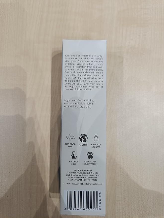 Eucalyptus Room, Linen & Pillow Spray by Aromafume | 100ml/3.38 fl oz | with Pure Eucalyptus Essential Oil | Aromatherapy | Mist for Bedding, Fabrics