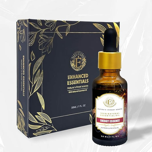 Essential Oil Blend for Energy, Focus & Mood by Enhanced Essentials – 100% Pure, Slow-Distilled|Aromatherapy for Diffuser, Massage & Shower|Uplifting Citrus & Mint Notes|1 fl oz (30 ml)