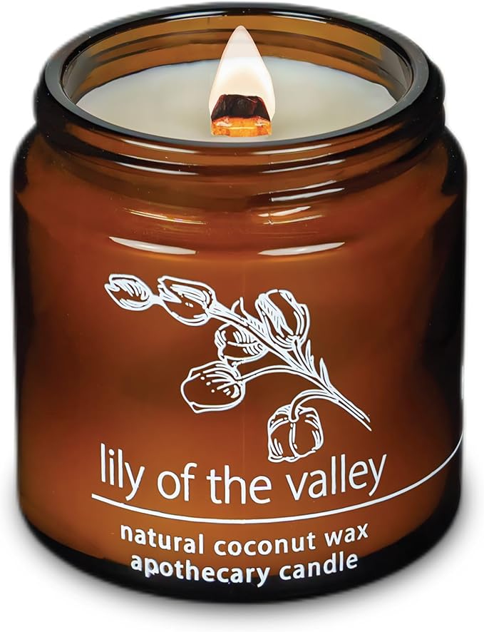 Hemlock Park Crackling Wood Wick Candle Handcrafted with Natural Coconut Wax (Small 4 oz, Lily of The Valley)