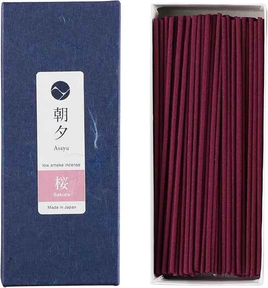 Asayu Japan Incense Sticks with Low Smoke for Morning or Evening Meditation, Relax or Yoga, Made in Japan 40gr - Sakura Cherry Blossom