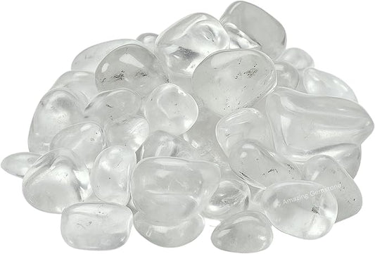 Amazing Gemstone Clear Quartz Crystals and Healing Stones Tumbled - 1000+ Carats Clear Quartz Stone, Natural Healing Stones for Energy Balance, Stress Relief - Polished Gems Rocks
