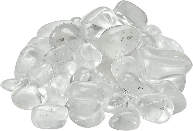 Amazing Gemstone Clear Quartz Crystals and Healing Stones Tumbled - 1 Oz Clear Quartz Stone, Natural Healing Stones for Energy Balance, Stress Relief - Polished Gems Rocks