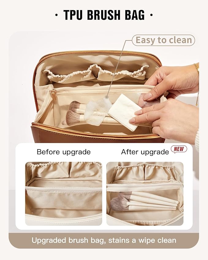 EACHY Travel Makeup Bag,Large Capacity Cosmetic Bags for Women,Waterproof Portable Pouch Open Flat Toiletry Bag Pattern Makeup Bag