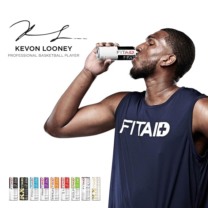 FITAID Post Workout Recovery Drink, Strawberry Lemonade, BCAAs, Glucosamine, Electrolytes, All In One Can, Paleo, Vegan & Gluten-Free, 40 Calories, 12 Fl Oz (Pack of 24)