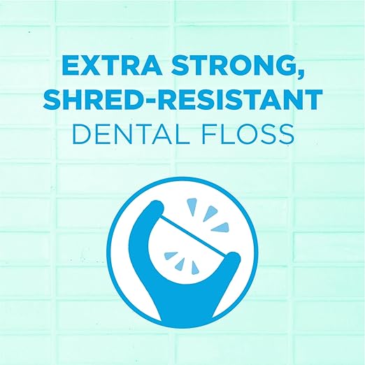 GUM Advanced Care Floss Picks - Dental Flossers for Adults with Vitamin E and Fluoride - Extra Strong Shred-Resistant Dental Floss, Easy Grip Handle, Fresh Mint Flavor, 150 Count (Pack of 4)