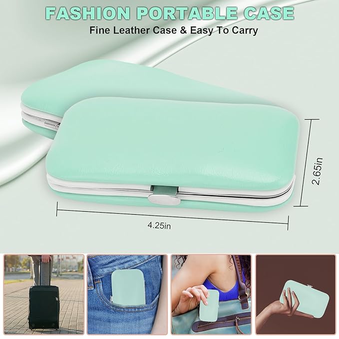 9 PCS Nail Clippers, ONEHERE Premium Manicure Set, Professional Grooming Gift Kit, Pedicure Kit, Facial, Hand, Foot, Cuticle Nail Care Tools, Fingernail Clippers with Luxurious Portable Travel Case