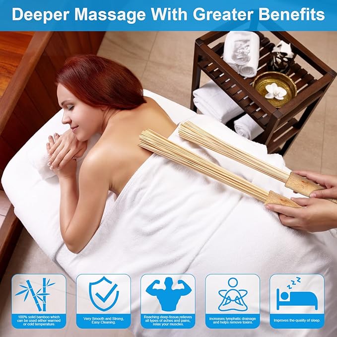 2PCS Bamboo Massage Sticks,Bamboo Therapy Massage Body Tool for Relax Muscles (2)